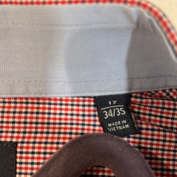 NÁUTICA MEN DRESS SHIRT NECK 17 34/35 RED BLUE BOTTOMS DOWN - Picture 10 of 12